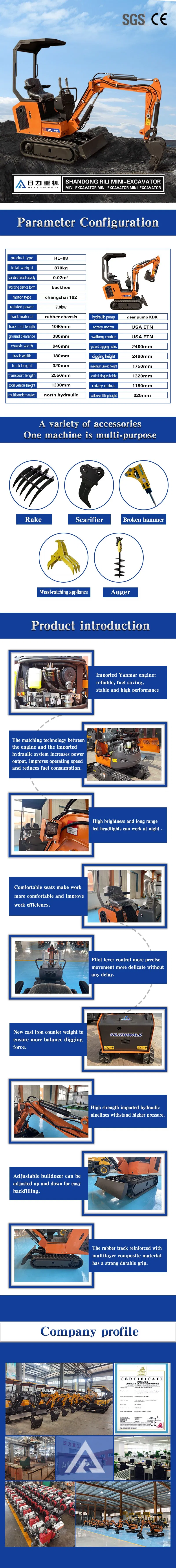 0.8 Ton Cheapest China Smallest Excavators Project Excavator Bulldozer