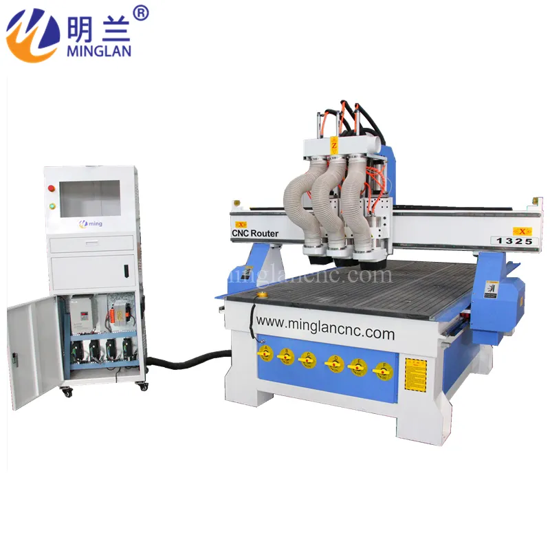 1218 1224 1325 2030 2040 Multi or Two Head 4.5kw 3.0kw Spindle Vacuum Table CNC Wood Engraving Carving Milling Machine Router for Sale Furniture Door Metal