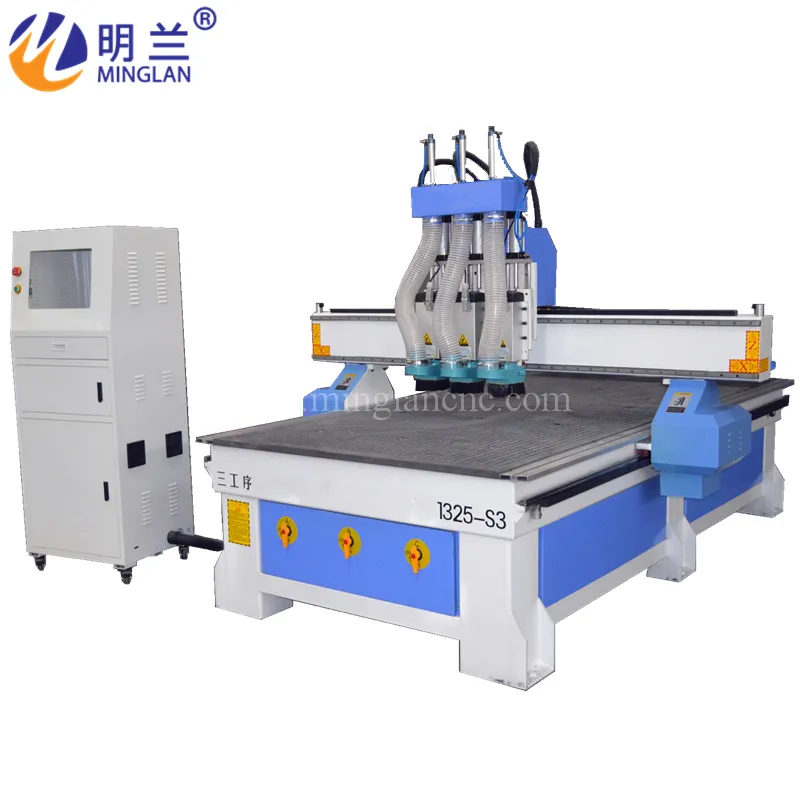 1218 1224 1325 2030 2040 Multi or Two Head 4.5kw 3.0kw Spindle Vacuum Table CNC Wood Engraving Carving Milling Machine Router for Sale Furniture Door Metal