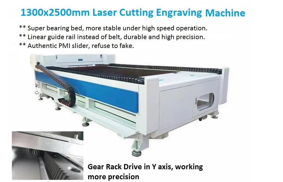 1325 CO2 Laser Cutting and Engraving Machine with Gear Rack Drive