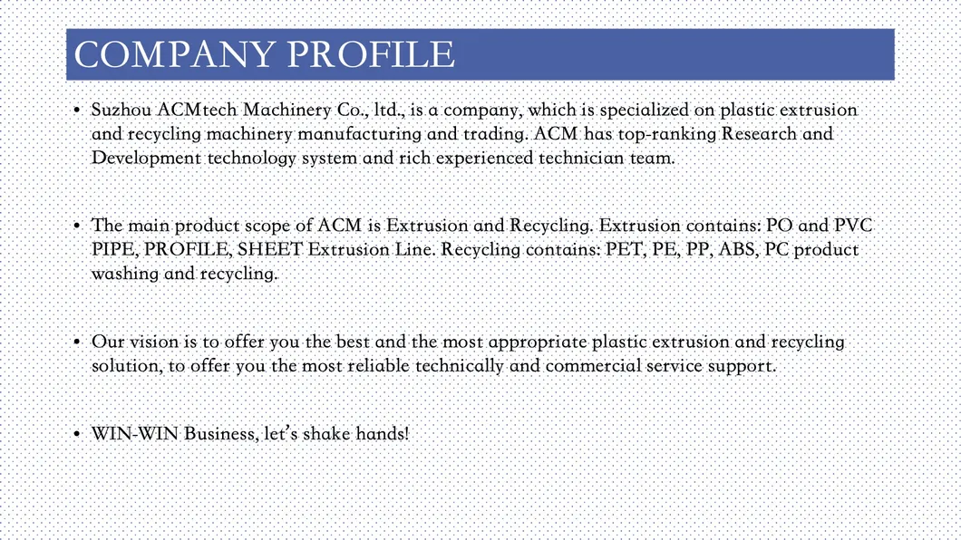 2021 Acm Fty Plastic Pelletizing Machine for PE/HDPE/LDPE/PP/PA/PVC/ABS/PS/PC/EPE/EPS Recycling and Pelletizing Granulating Crushing