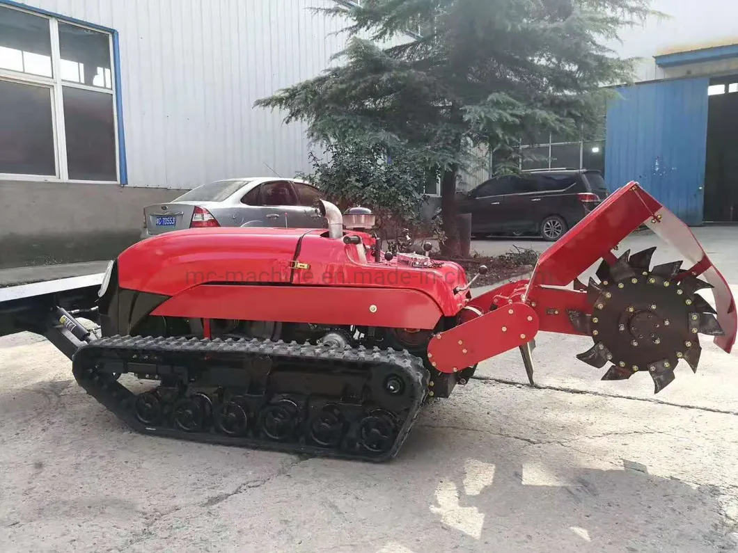 32HP/28HP Diesel Engine Remote-Control Self-Propelled Crawler Orchard Tractor with Rotary Tiller