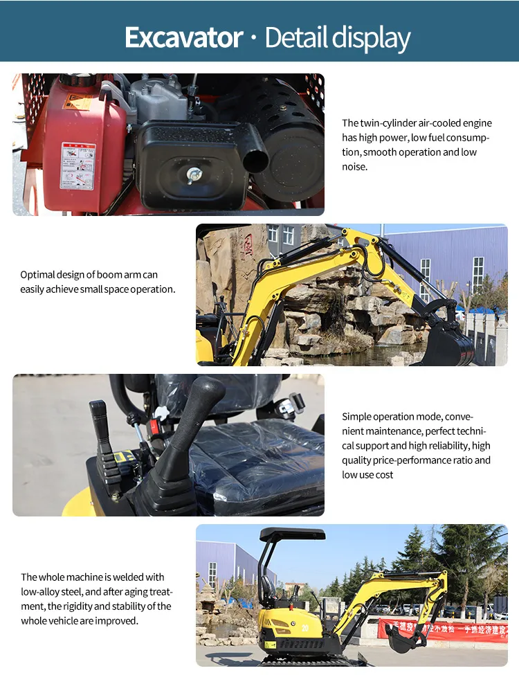 360 Degree Rotation 3 Cylinder Excavator with Attachment in Asia