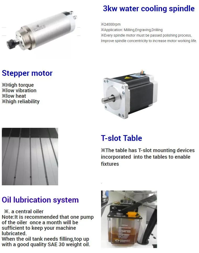 3kw Water Cooling Spindle Woodworking Engraving Machine Vacuum Suction Table CNC Machine Tool K30mt / 1218