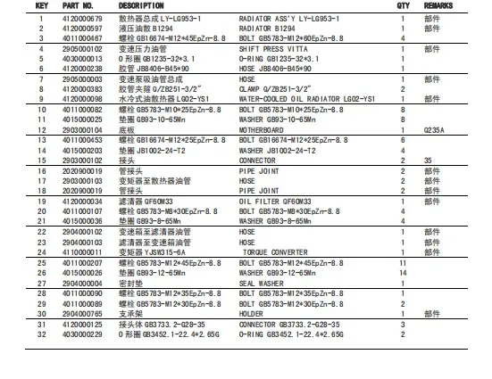 4120000098 LG02-Ys1 Transmission Oil Cooler for LG953 LG956 SL50W Loader