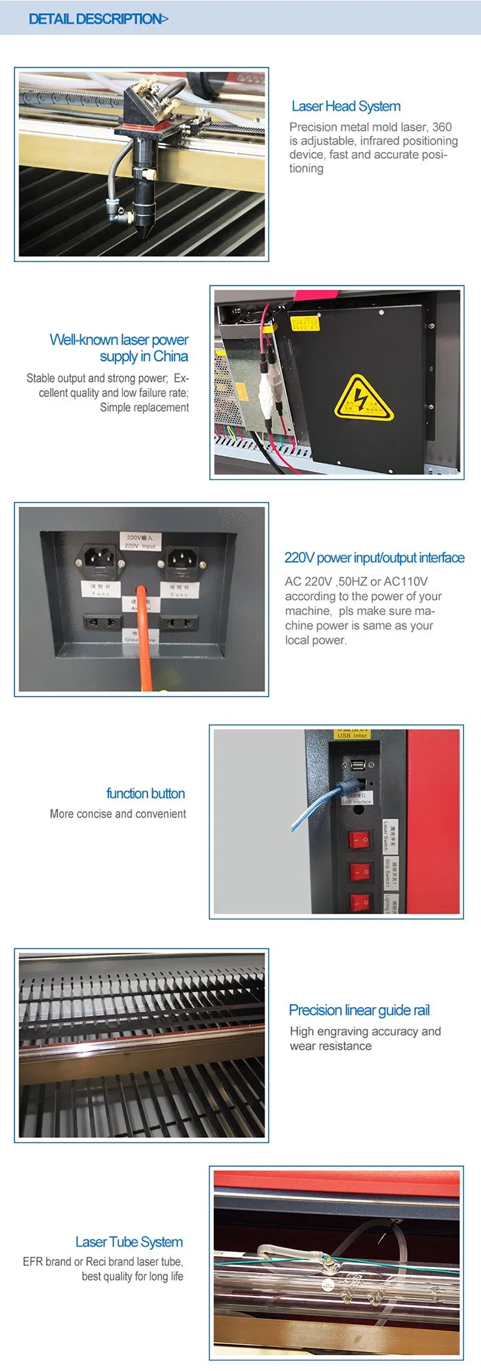 60W 80W 100W 150W 180W 1290 1410 1390 1610 CO2 Laser Cutting Machines for Nonmetal Laser Cutting and Engraving