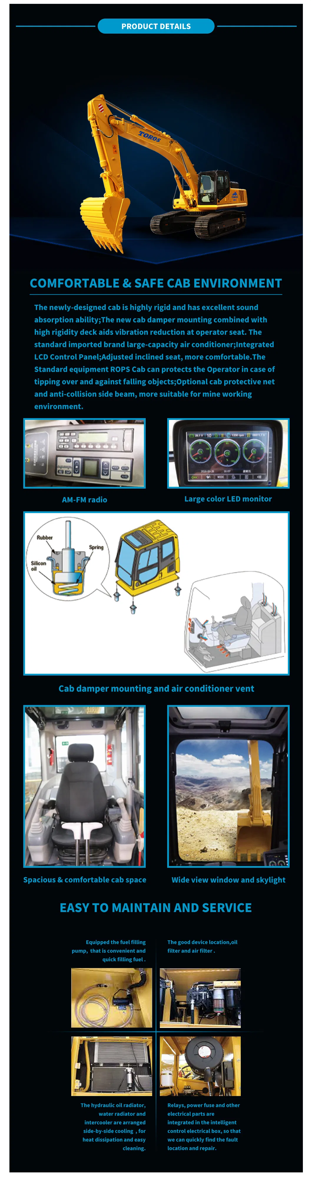 Best Eigine Te385 Hydraulic Crawler Digger with Hammer Ripper Auger
