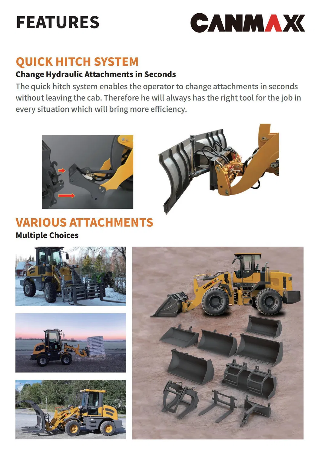 Chinese Famous New Design Canmax Cm938 Wheel Loader Cat920 Low Price