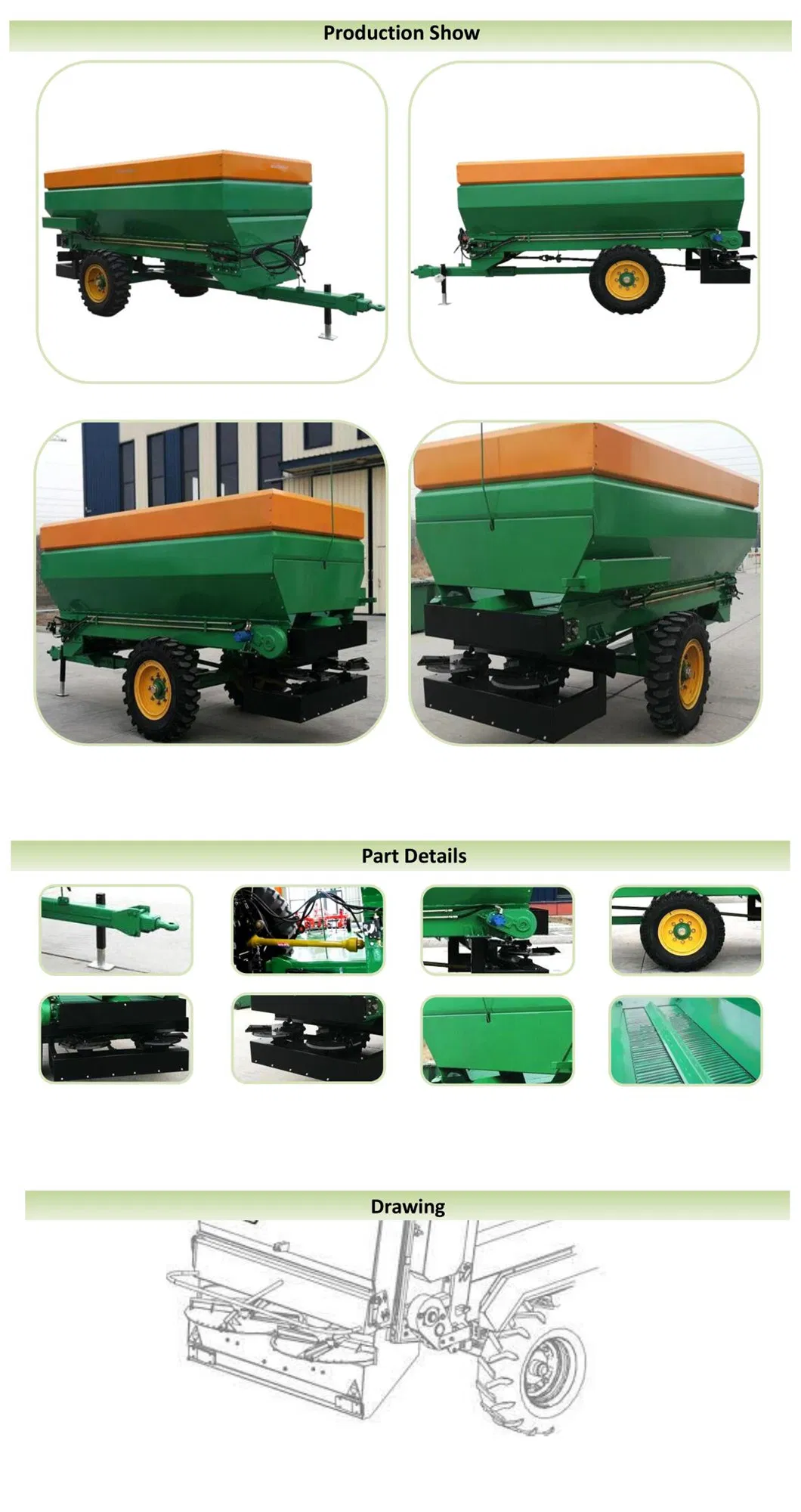 Cow /Sheep/Goat Manure Spreading Machine/Fowl Manure/Chicken Manure/Poultry Dung Spreader (factory selling customization)