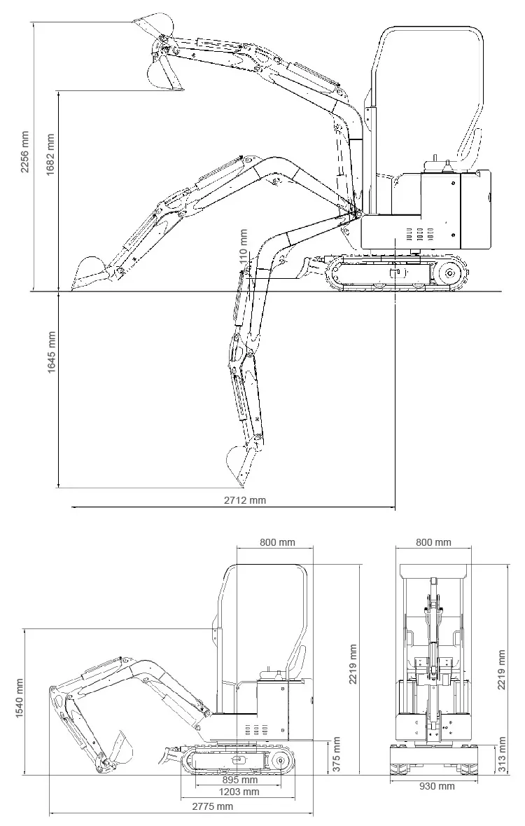 EPA/Euro5 1000kg Ht10 Crawler Hydraulic Excavators