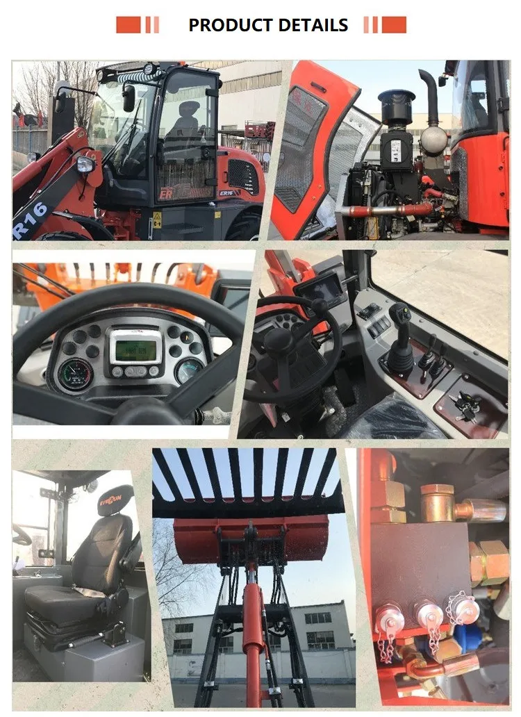 Everun Er416t 4WD 1600kg Compact Wheel Loader with New Cabin