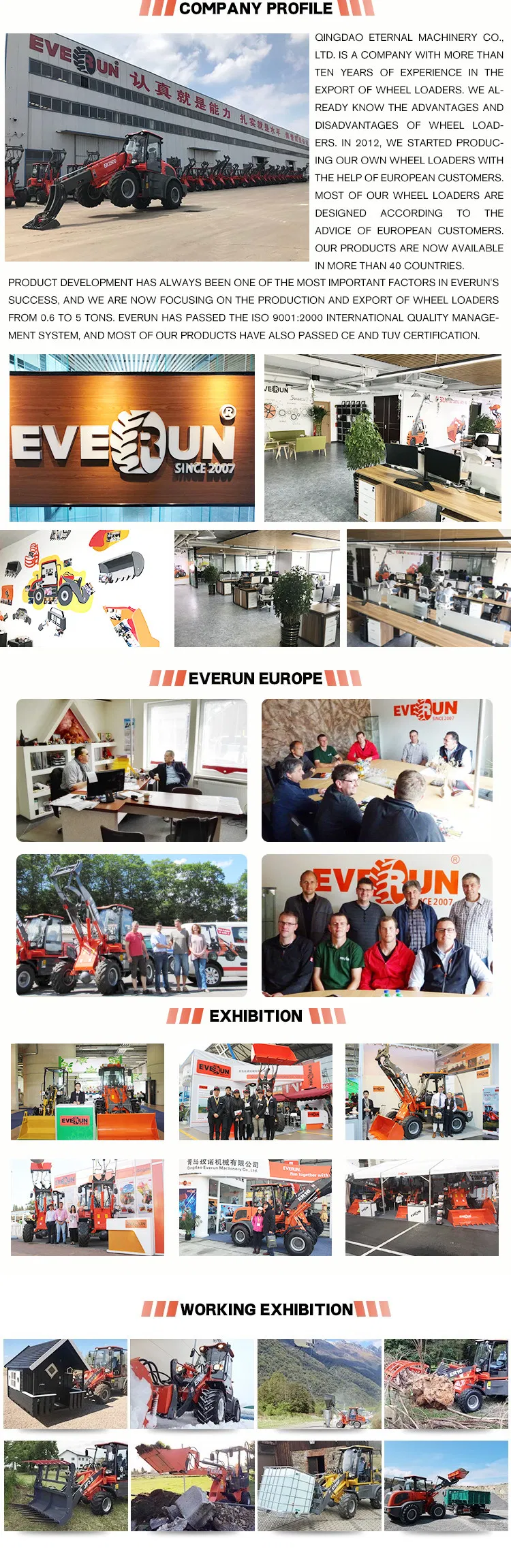 Everun Er416t 4WD 1600kg Compact Wheel Loader with New Cabin