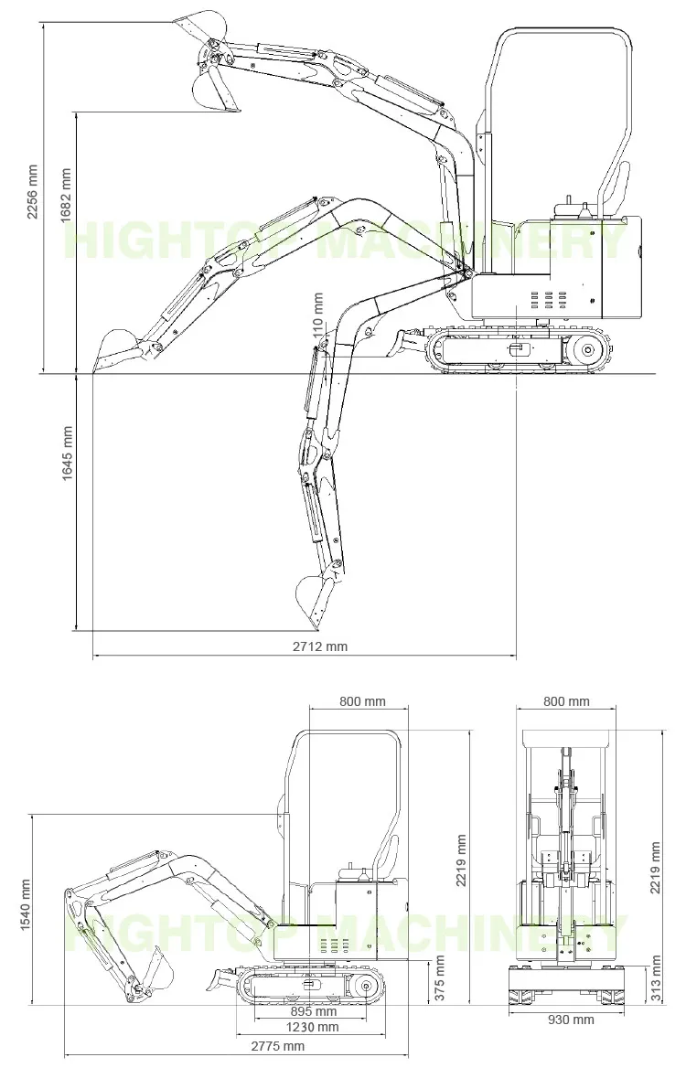 Excellent-Performance 1 Ton Mini Small Excavator Mini Digger of Diesel Engine