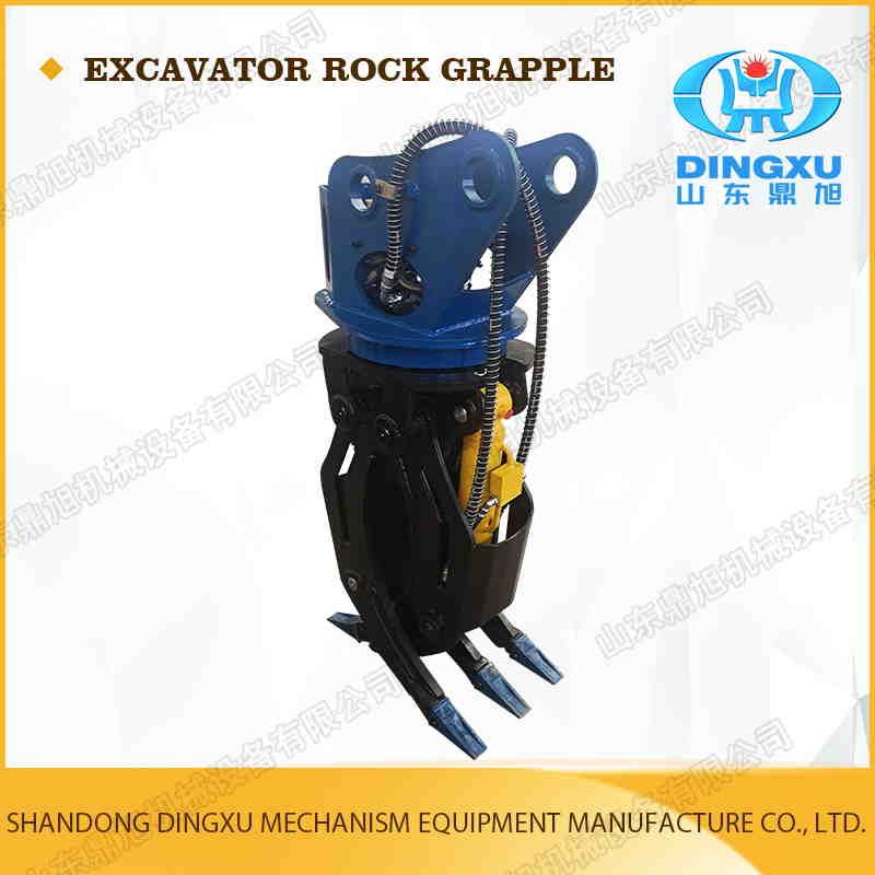 Factory Price 360 Degree Rotatory Dual Cylinder Heavy Type 3+2 Claw Rock Grapple for Excavator 18ton Light Grade Part