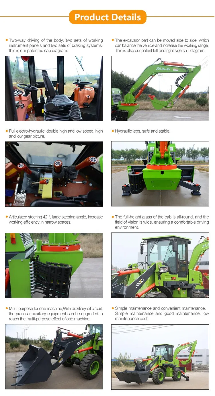 Farm and Construction Equipment Wheel Loader Dimension Mini Backhoe Loader