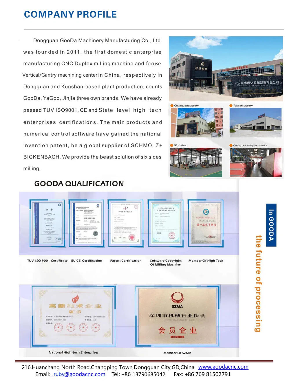 Gooda Vertical Machining Center for Machinery Parts with Competitive Prcie (GD-V8)