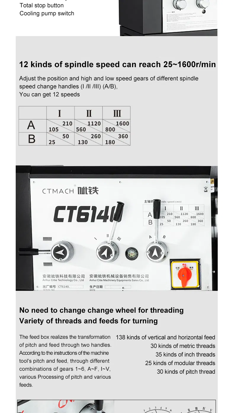 High Quality Mini Lathe CT6140 Manual Bench Lathe for Metal Price