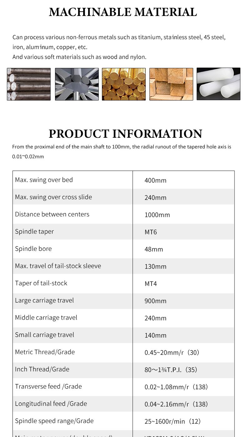 Horizontal Metal Lathe Manual Precision Bench Lathe Machine Price CT6140