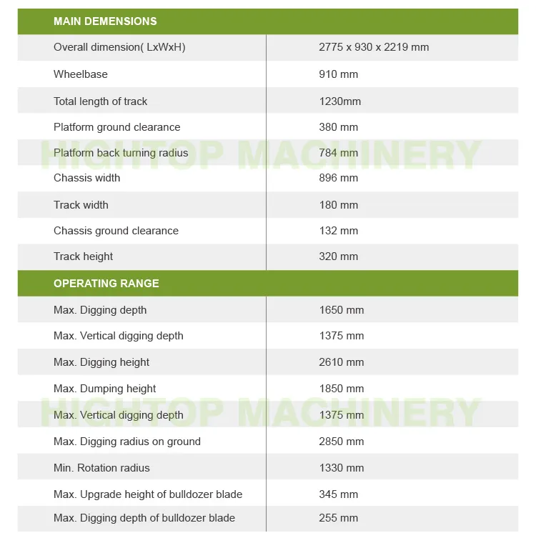 Ht10 Mini Digger Micro Hydraulic Crawler Excavator for Sale