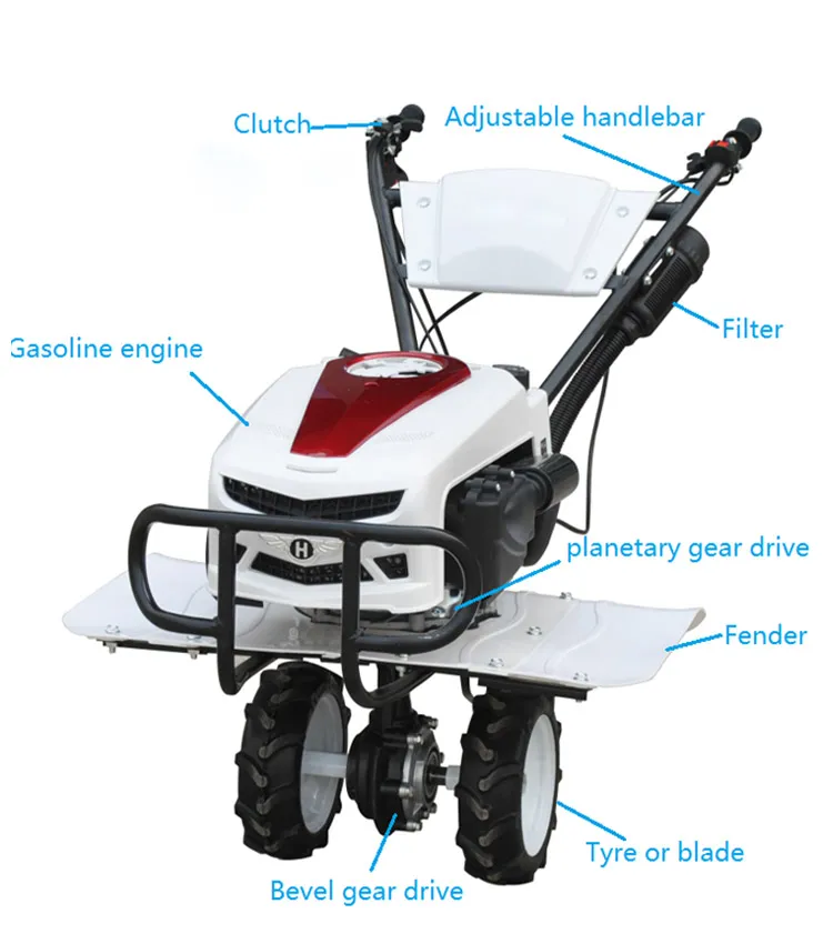 Integrated Ditching Fertilization Mulching Ridging Machine Agricultural Weeder Mini Power Tiller Machine