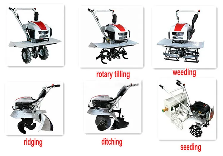 Integrated Ditching Fertilization Mulching Ridging Machine Agricultural Weeder Mini Power Tiller Machine