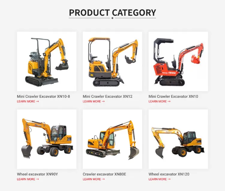 Mini Tractor Digger Excavator Xn08 Mini Excavator 1.6 Ton CE