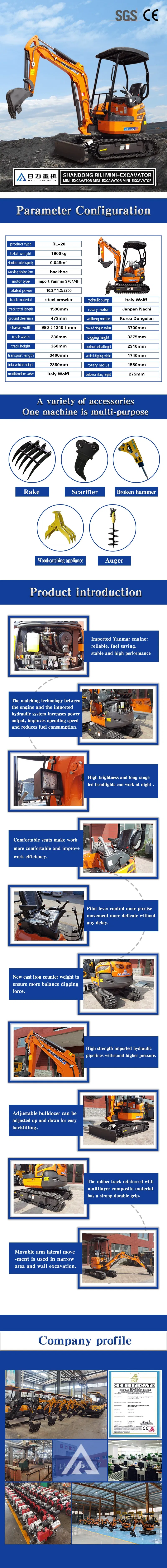 Multifunction 2.0 Ton Mini Excavator with Japan Imported Engine for Sale