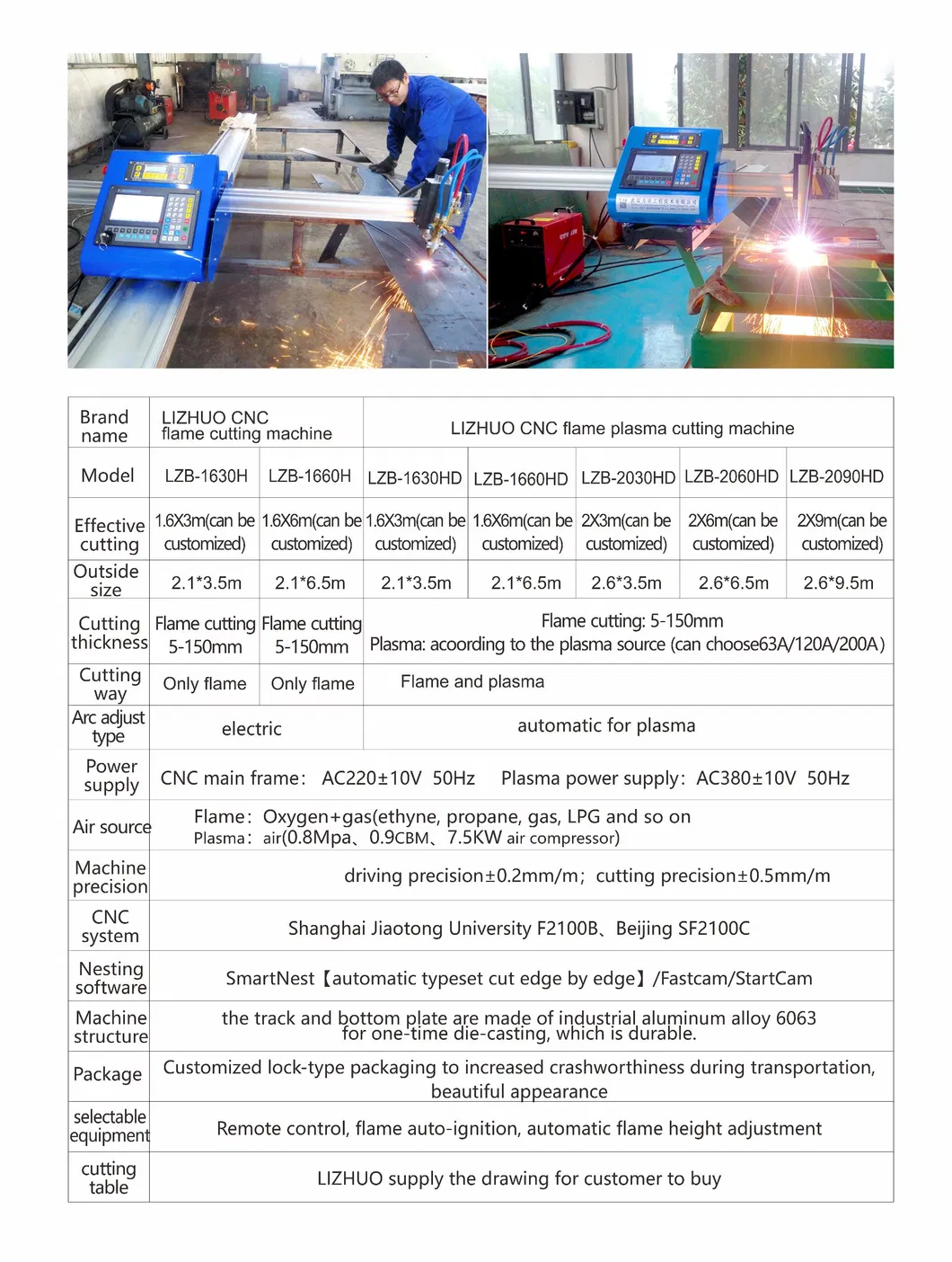 OEM Customized Huayuan Hypertherm Starfire Portable Aircnc Plasma Flame Cutting Machine