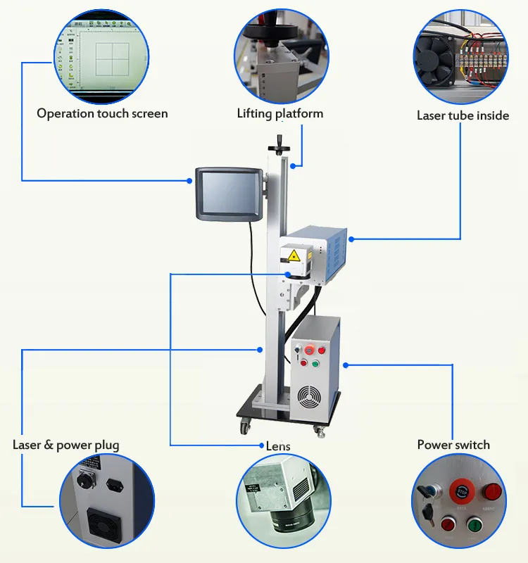 Paper Logo Date Marking From Low Price 30W C02 Laser Marking Machine
