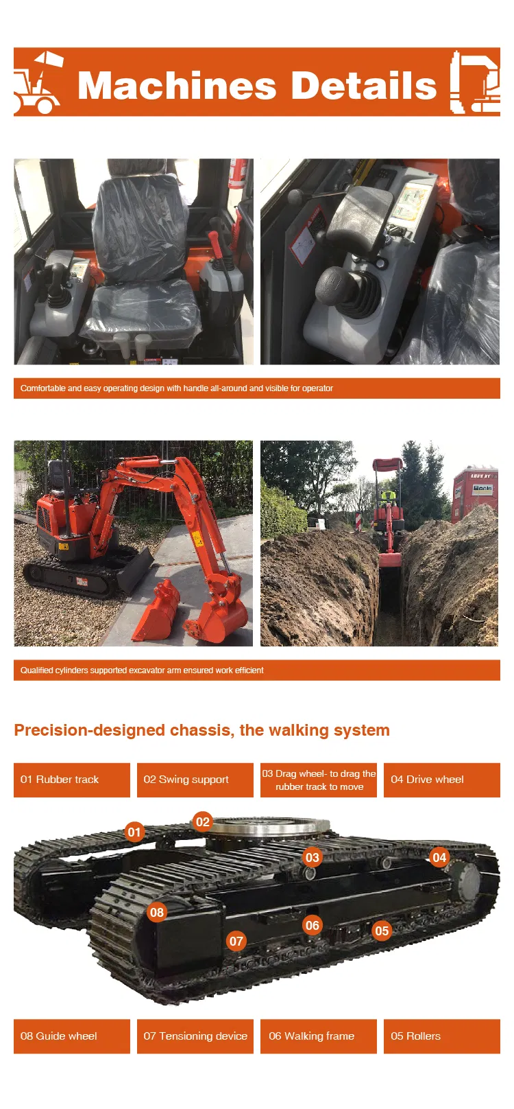 Reliable Producer EVERUN ERE08 0.8ton Mini Rubber Crawler Excavator with Rubber Track