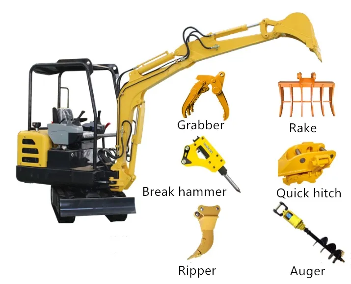 Replaceable Accessories 2ton Rubber Track Small Digger Mini Excavator From Factory