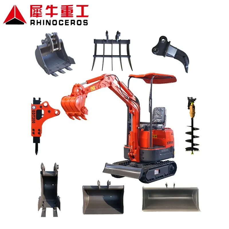 Rhinoceros Low Price China Manufacturer 800kg Mini Excavator for Farm, Chinese Engine, Big Power