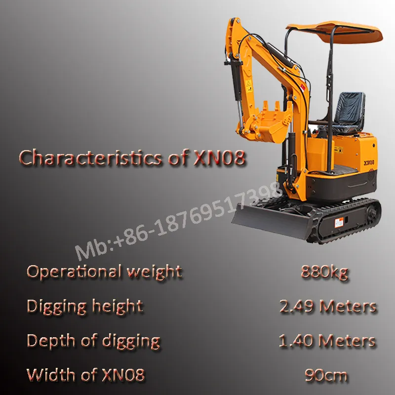 Rhinoceros Small Chinese Mini Excavator for Sale Prices Mini Excavator 800kg with CE