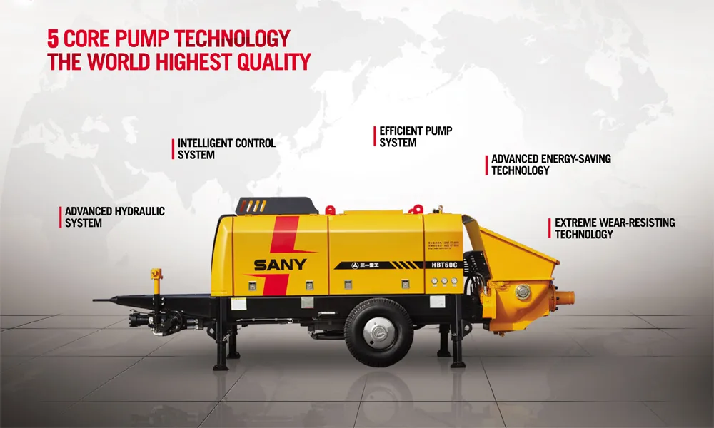 Sany Hbt6016c-5s 70m3/H Output Diesel Trailer Pump