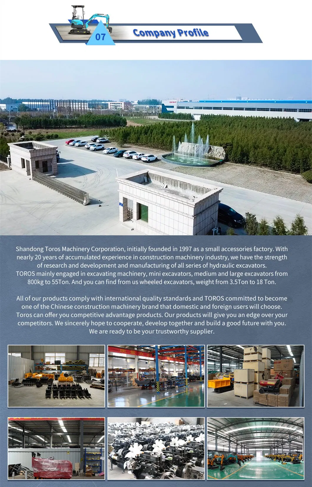 Toros 1550kg Mini Small Digger Bagger Kubota Excavator for Sale