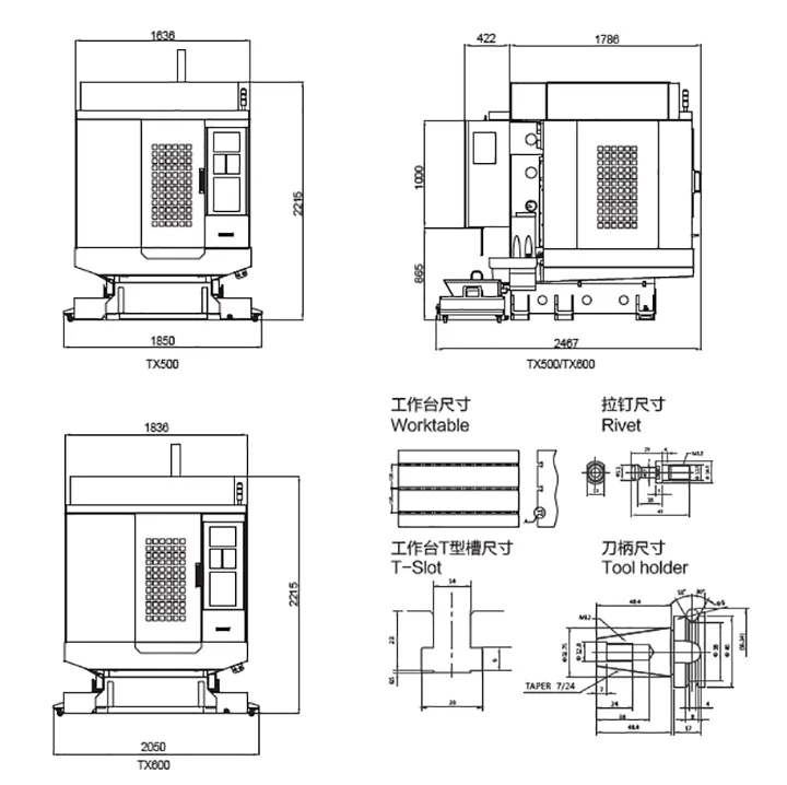 Tx600 High Speed CNC Milling Machine Tool for Auto Parts with Bt30