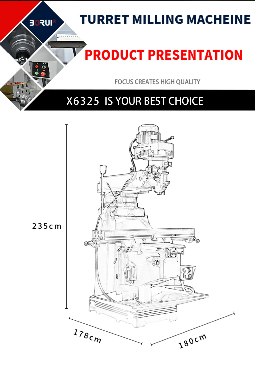 X6325 Fresadora Widely Used Universal Vertical Turret Metal Milling Machine Manual Dro Milling Machine
