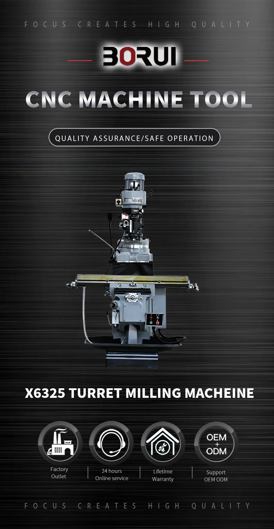X6325 Vertical Turret Milling Machine with Taiwan′s Spindle